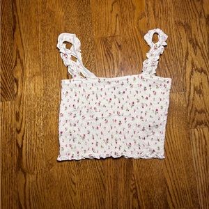 ruffled flower print tee/ forever 21 / spring easter tank top/ summer beachy